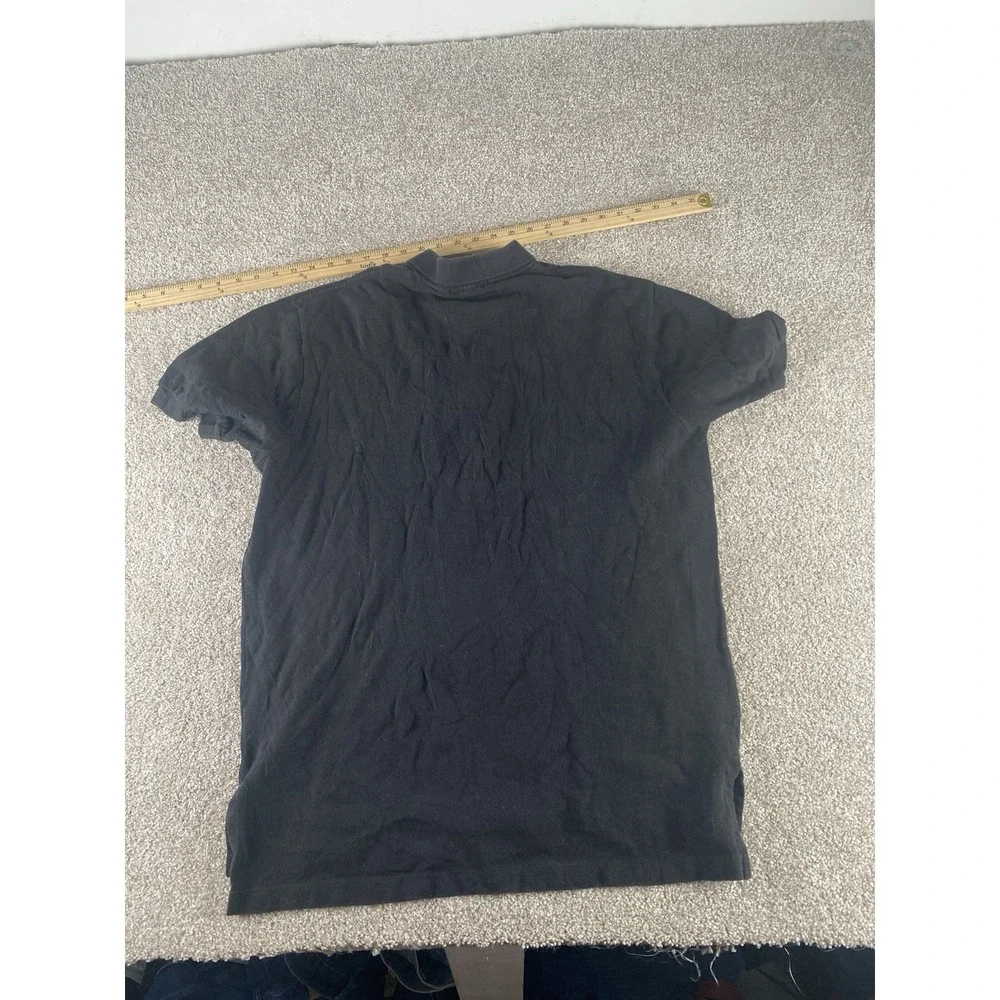 Polo Ralph Lauren Solid Black Polo Shirt Men L Red Pony Cotton Prep Relaxed Fit